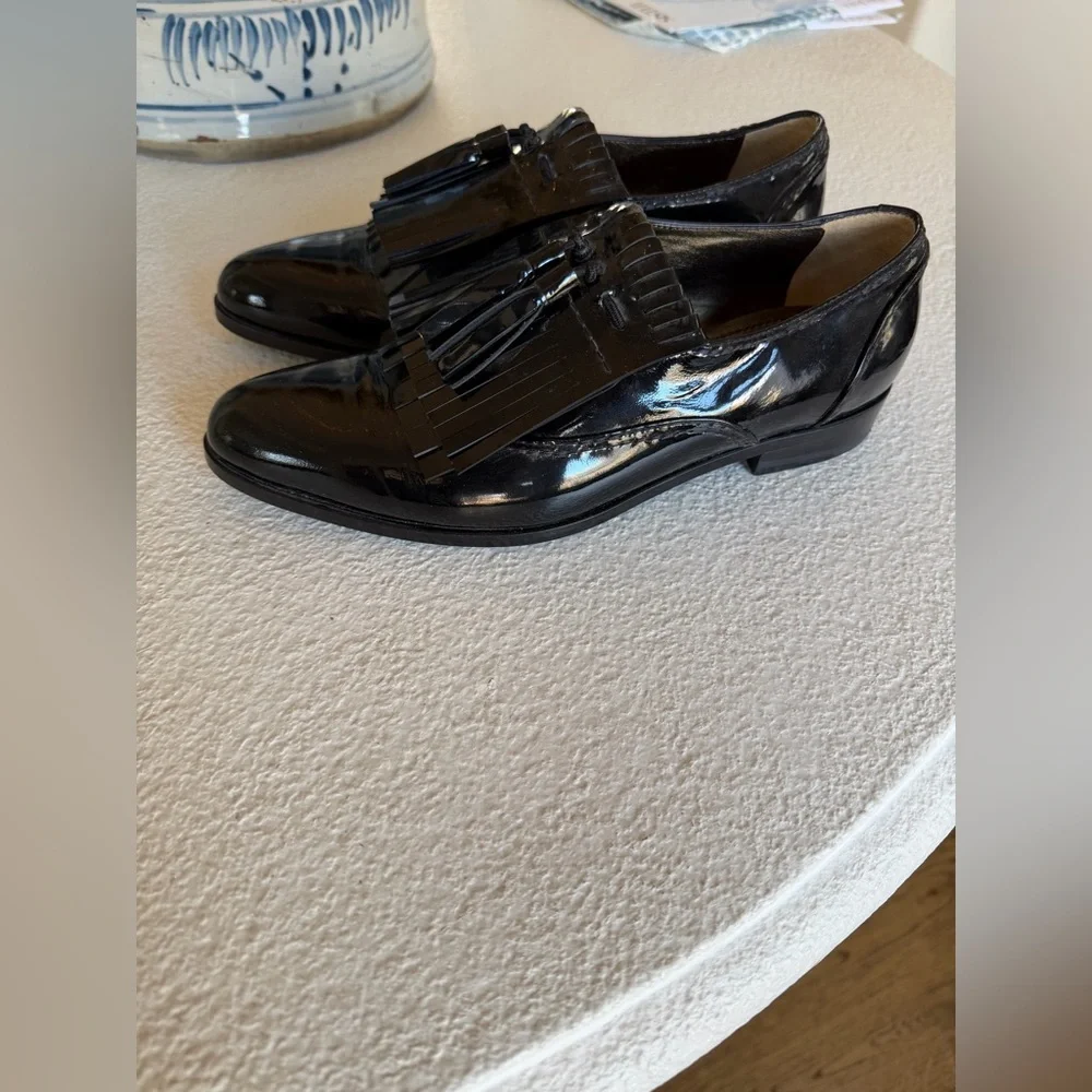 Vintage Lanvin Women’s Black Patent Leather Brogues / Loafers size 37 / 7 NWOT - Picture 6 of 7